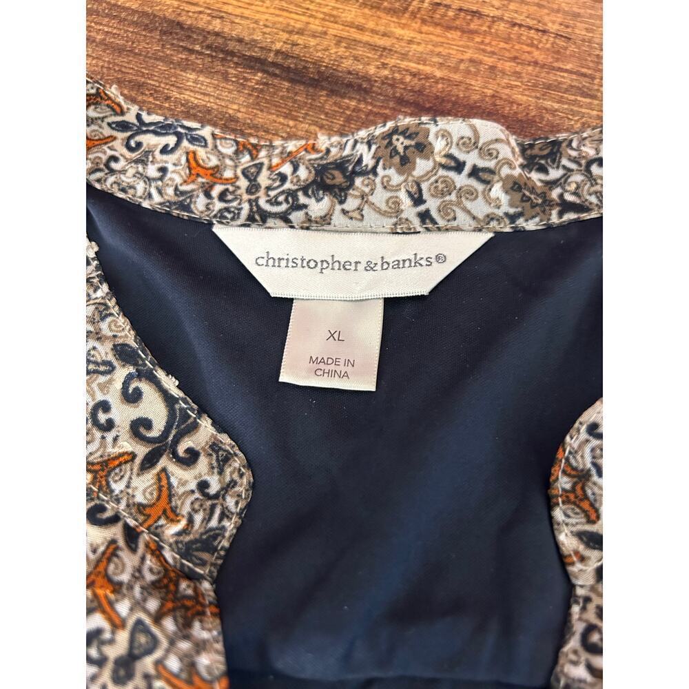CHRISTOPHER & BANKS Women’s Paisley Lined Long Sleeve Top / Size: XL - Picture 3 of 9